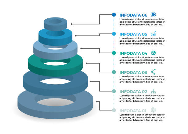 инфографика дизайн с иконками и 5 вариантов leves или шаги. инфографика для бизнес-концепции. может быть использован для представления баннер� - diagram graph three dimensional shape chart stock illustrations