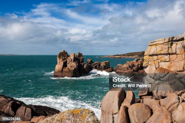 The Rock Formation Known As The Chair Peninnis Head St Marys Isles Of Scilly Uk With St Marys Sound Beyond Stock Photo - Download Image Now