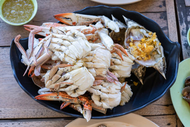 istock close up Fresh Streamed crab is ready to eat on the local restaurant  table. 1316225337