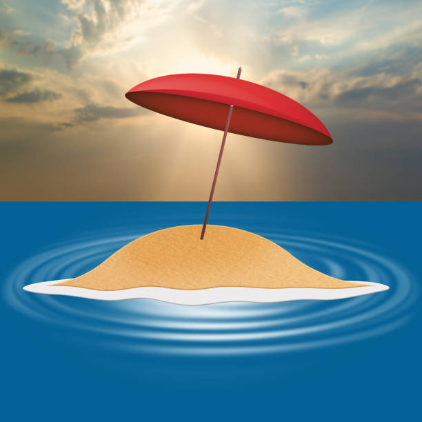Parasol on an island.