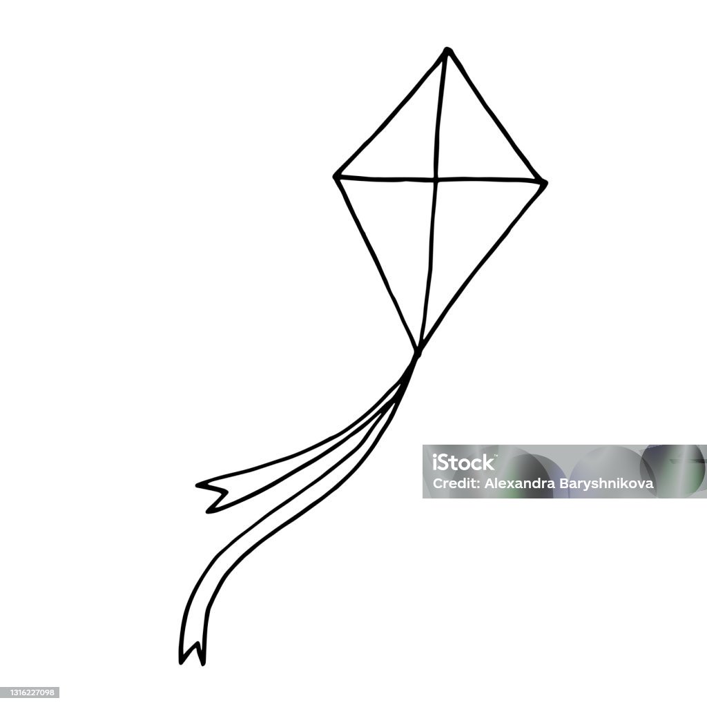 Single Element Of Kite In Doodle Summer Set Stock Illustration ...