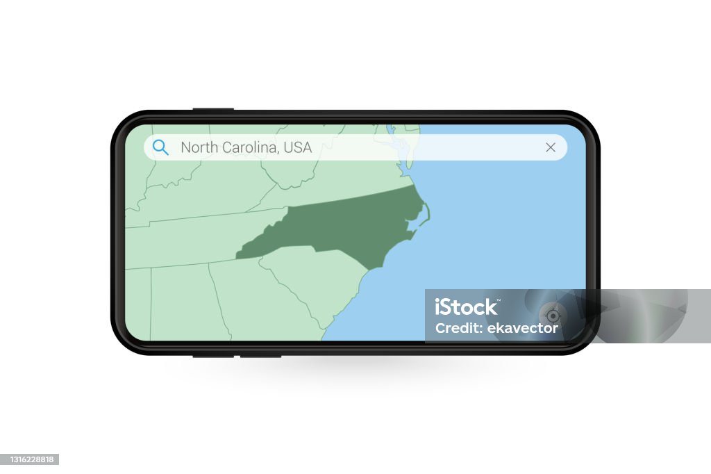 Searching Map Of North Carolina In Smartphone Map Application Map Of