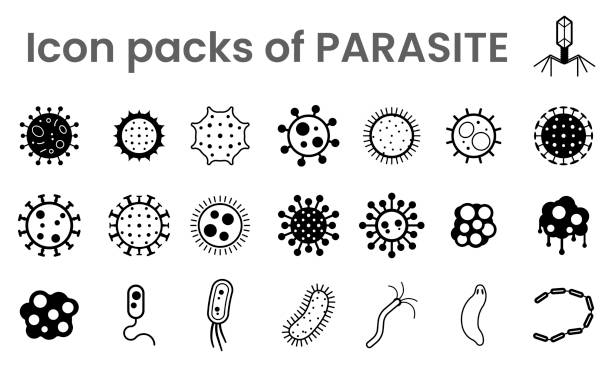 Icon packs of parasite Icon packs of parasite or virus or bacteria spore stock illustrations