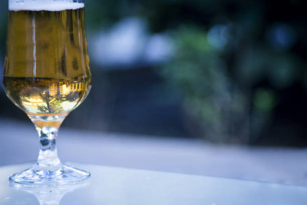 istock Glass goblet with lager beer. No people. Copy space 1316233394