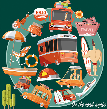 Easy editable travel and 
holiday vector illustration.
All elements was layered seperately...