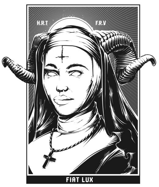 Evil Nun Vector illustration of Evil Nun demon fictional character stock illustrations