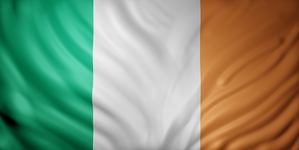 3d rendering of a detail of a silked Ireland flag