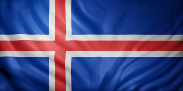 3d rendering of a detail of a silked Iceland flag