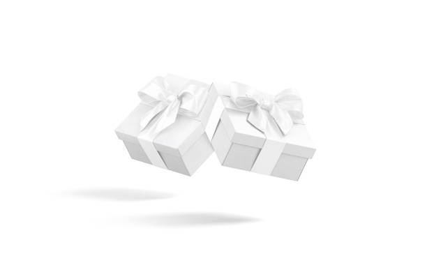 istock Blank white gift box with ribbon bow mockup, no gravity 1316242757