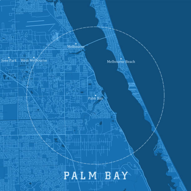 Palm Bay FL City Vector Road Map Blue Text Palm Bay FL City Vector Road Map Blue Text. All source data is in the public domain. U.S. Census Bureau Census Tiger. Used Layers: areawater, linearwater, roads. melbourne street map stock illustrations
