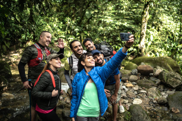 istock Friends taking a selfie or filming during hiking 1316243365