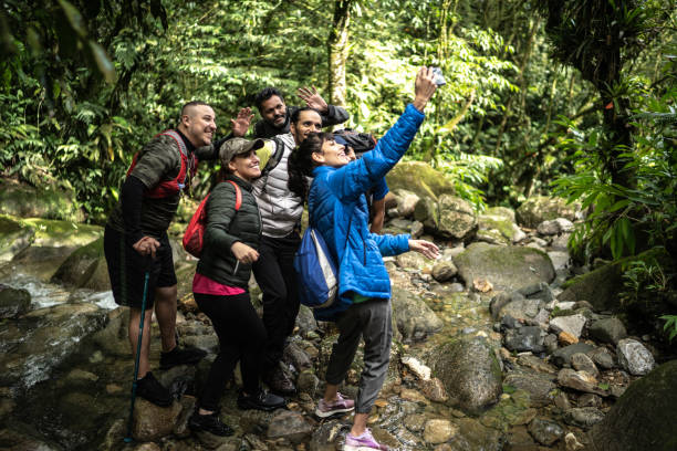 istock Friends taking a selfie or filming during hiking 1316243940