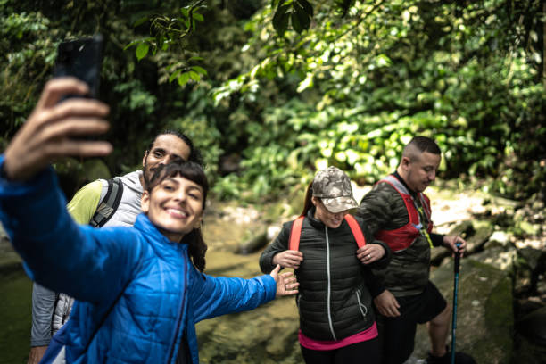 istock Friends taking a selfie or filming during hiking 1316243946