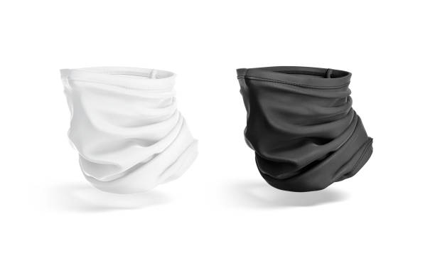 istock blank black and white neck gaiter mockup, half-turned view 1316244707