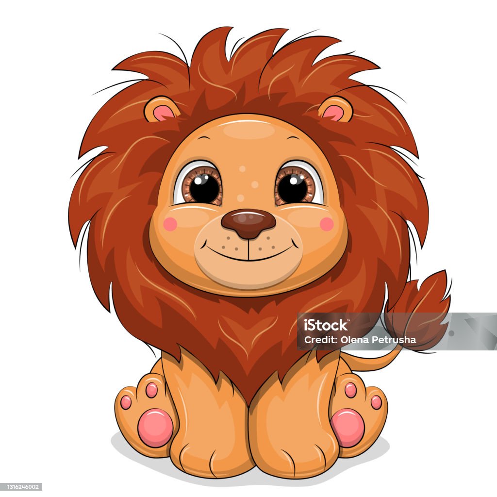 Cute Cartoon Baby Lion Stock Illustration - Download Image Now - Lion Cub,  Animal Mane, Cute - iStock