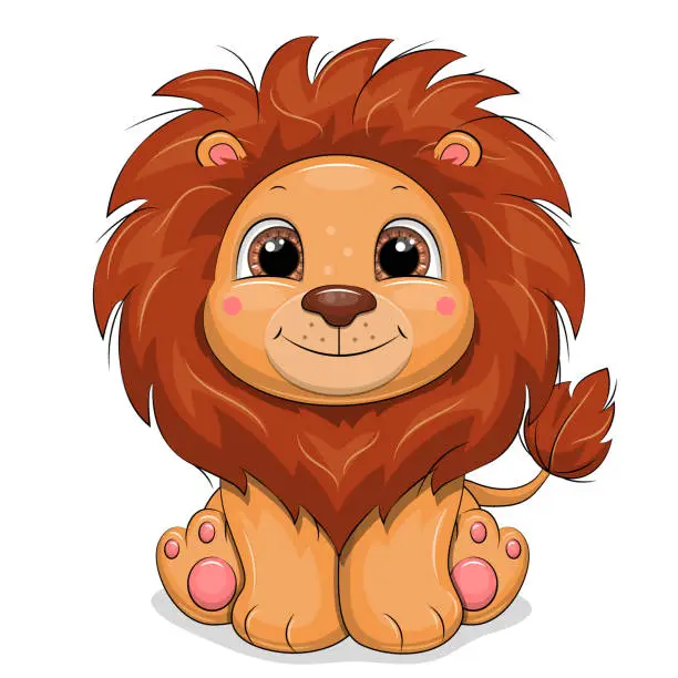 Vector illustration of Cute cartoon baby lion.