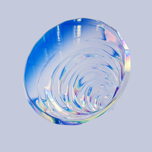istock Round shape abstract design element, holographic spectral gradient texture, minimalist colorful art 3d rendering 1316249173