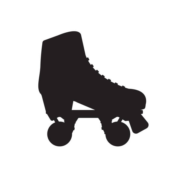 Vector flat quad roller skates silhouette Vector flat quad roller skates silhouette isolated on white background roller skating stock illustrations