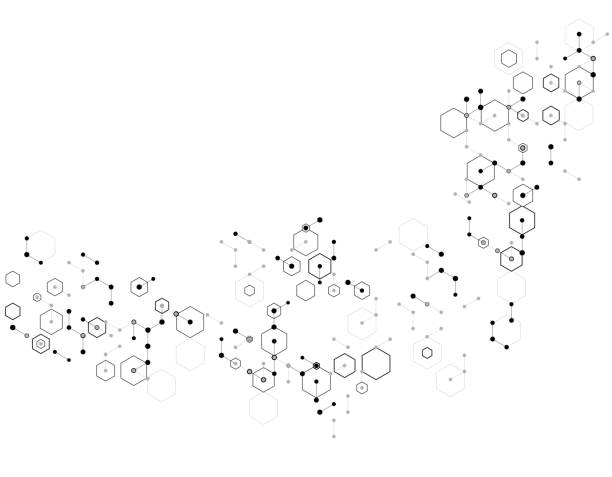 moleküler şablon - matematik formülü stock illustrations