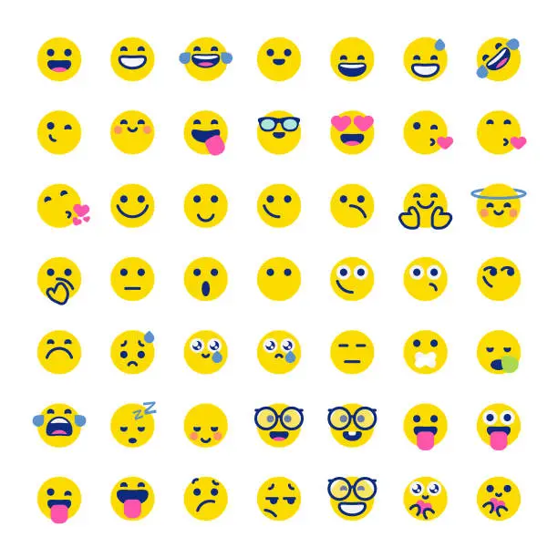 Vector illustration of Emoticons collection cute bright colors