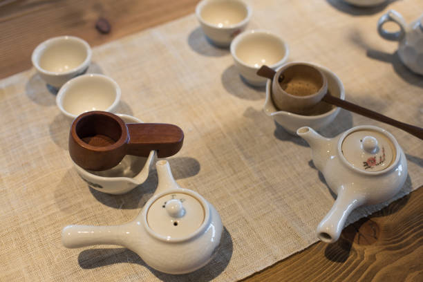 istock Asian food background with a tea set, cups, and teapot. 1316260529