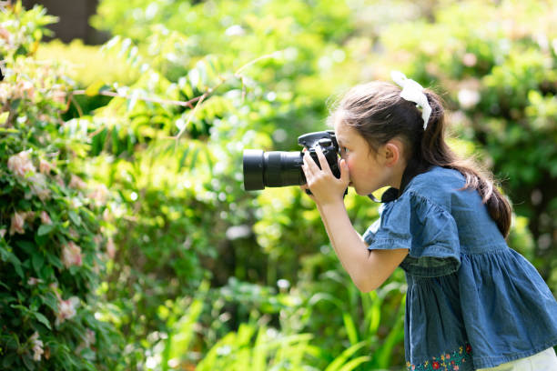 istock Girl taking pictures with a single-lens reflex camera 1316261103
