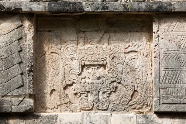 Relief carving at the platform of Venus, Chichen-Itza, Yucatan peninsula, Mexico