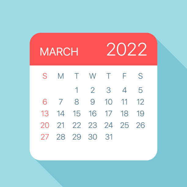 stockillustraties, clipart, cartoons en iconen met maart 2022 kalenderblad - vectorillustratie - green friday