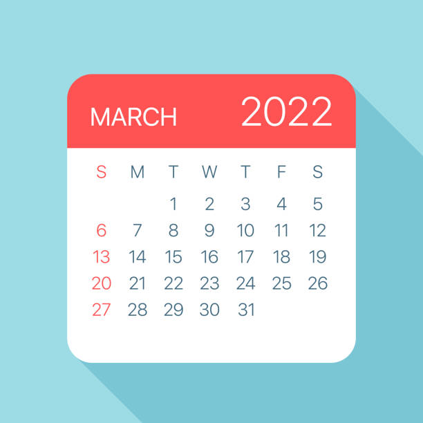 March 2022 Calendar Leaf - Vector Illustration March 2022 Calendar Leaf - Illustration. Vector graphic page calendar 2022 stock illustrations