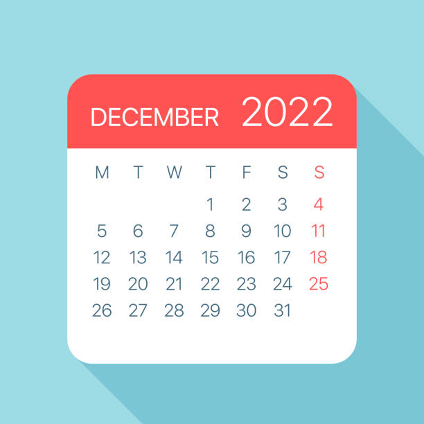 illustrations, cliparts, dessins animés et icônes de feuille de calendrier décembre 2022 - illustration vectorielle - decembre
