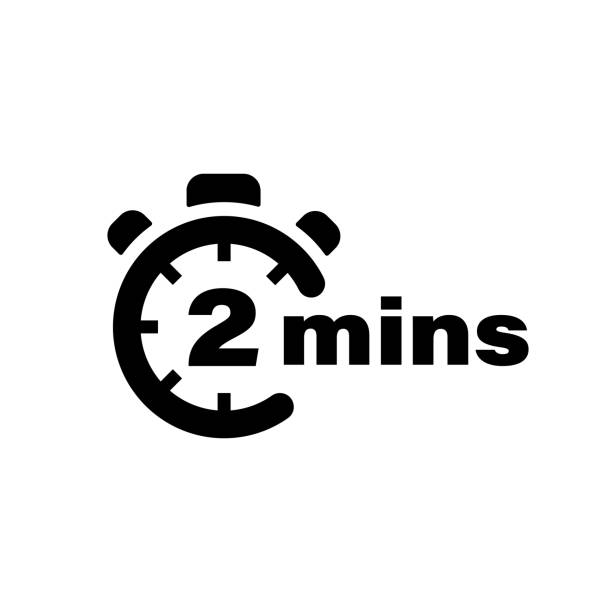 Two minute vector icon. Time left symbol isolated. Stopwatch black sign. Vector EPS 10 Two minute vector icon. Time left symbol isolated. Stopwatch black sign Vector EPS 10 minute hand stock illustrations