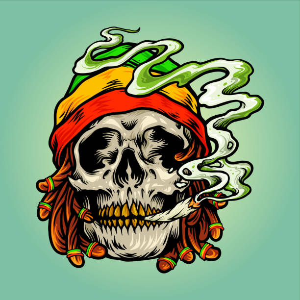 Weed Skull Smoke Cannabis Jamaican Hat Vector illustrations for your work Logo, mascot merchandise t-shirt, stickers and Label designs, poster, greeting cards advertising business company or brands. Weed Skull Smoke Cannabis Jamaican Hat Vector illustrations for your work Logo, mascot merchandise t-shirt, stickers and Label designs, poster, greeting cards advertising business company or brands. marijuana tattoo stock illustrations