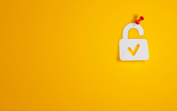 istock Pin Paper Padlock Symbol on Yellow Background 1316273993