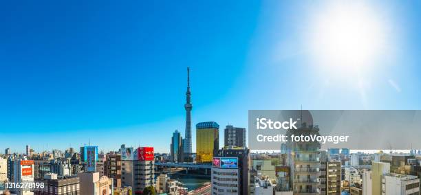 Tokyo Skytree Sunburst Clear Morning Cityscape Panorama Taito Sumida Japan Stock Photo - Download Image Now