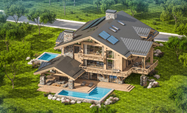 istock 3d rendering of modern cozy chalet 1316279151