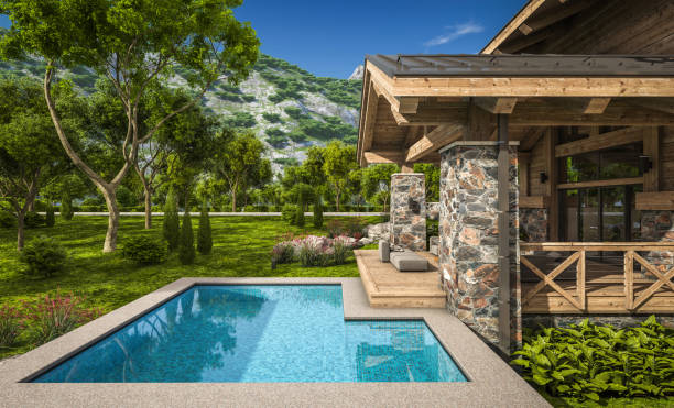 istock 3d rendering of modern cozy chalet 1316279270