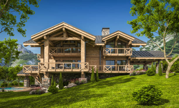 istock 3d rendering of modern cozy chalet 1316279813