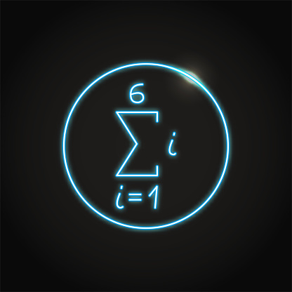 Neon math sequence icon in line style. Example of mathematics expression for a set of numbers. Vector illustration.