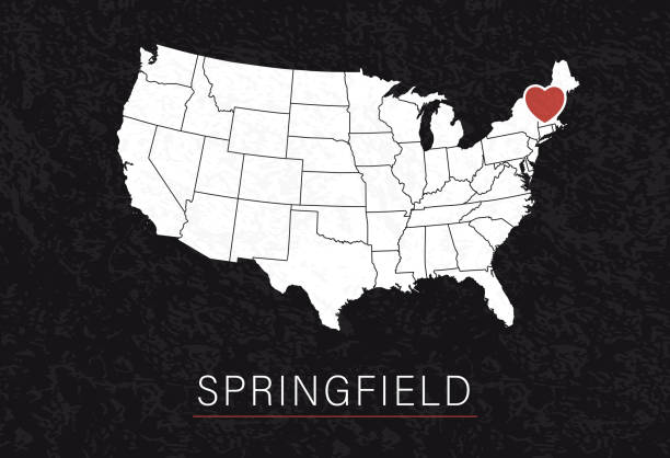 Love Springfield Picture. Map of United States with Heart as City Point. Vector Stock Illustration Love Springfield Picture. Map of United States with Heart as City Point. Vector Illustration springfield new jersey stock illustrations
