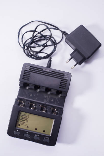 istock Charger with large display. Black device with long power cord 1316284443