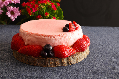 Chilled Strawberry Mousse Cake an ideal dessert for the summer months