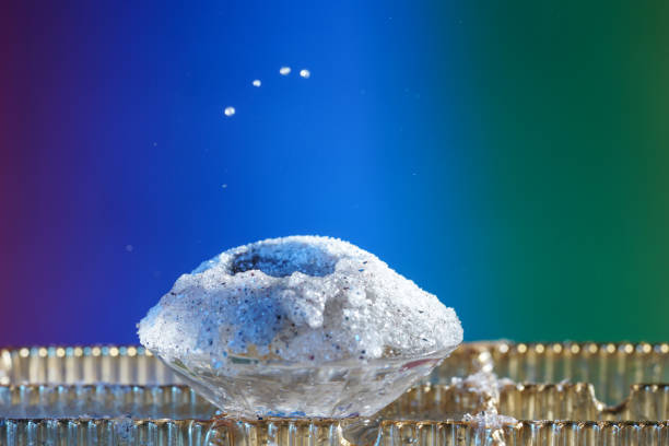 This is rain with splashing water droplets photographed in spring in Germany