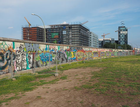 Dresden, Germany – September 2, 2023: Buildings and graffitis in Neustadt, Dresden, Germany.