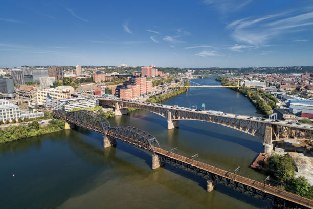 istock Pittsburgh Skyline with Downtown and Business District. Train Bridge and Liberty Bridge 1316302307