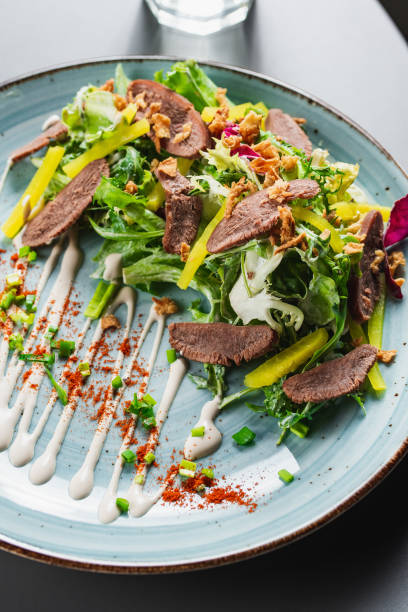 Arugula, Beet and cheese salad with fresh radicchio and walnuts