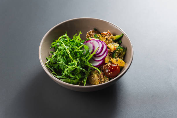 Arugula, Beet and cheese salad with fresh radicchio and walnuts
