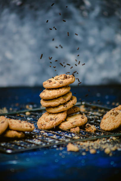 istock Stack of baked chocolate chip cookies also chips fall on the cookies 1316303308