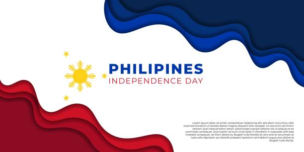 illustrazioni stock, clip art, cartoni animati e icone di tendenza di design del philippines independence day con design tagliato in carta. - filippine
