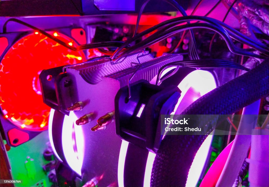 Modern Computer Air Cooling With Multicolored Led Backlightfans Cooling ...