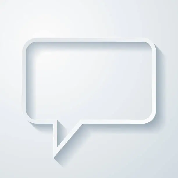 Vector illustration of Speech bubble. Icon with paper cut effect on blank background